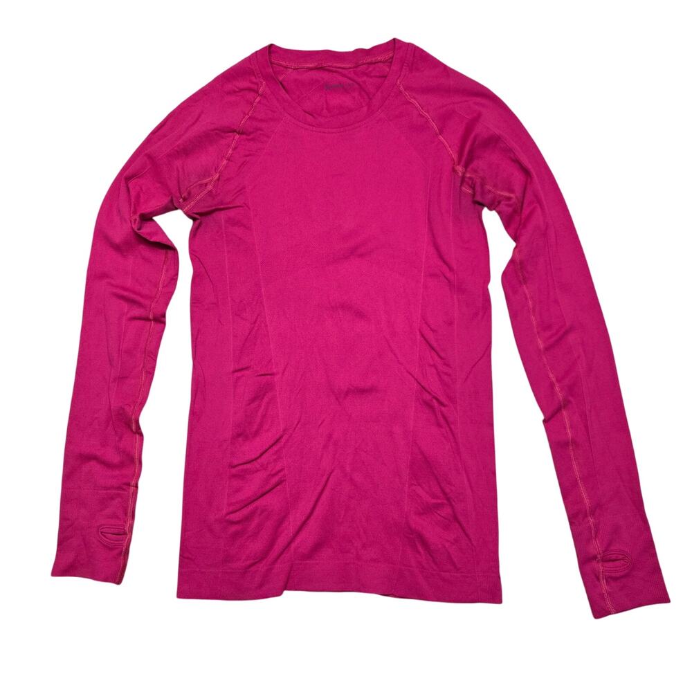 Oiselle Shirt Womens Small Pink Nylon Running Long Sleeve Athletic